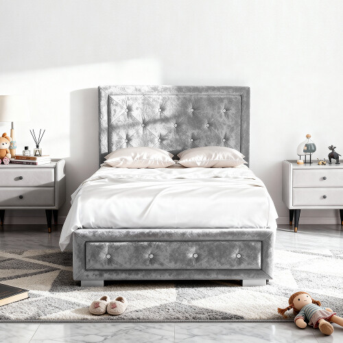 Comfy Living (3ft Single, Silver) Colorado Bed Frame with Tanya Mattress 1