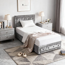 (3ft Single, Silver) Colorado Bed Frame with Tanya Mattress