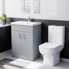 Nes Home 600mm Matte Grey Basin Vanity & White Square Close Coupled Toilet