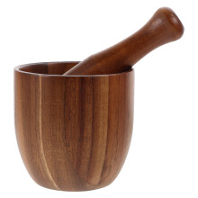 1Ensemble Mortier Pilon En Bois Pour Ail Épices Outils Cuisine