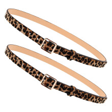 2Pcs Leopard Print Faux Belts Adjustable Waistbands for Women