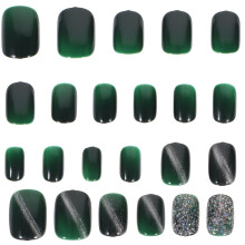 Grüne Kurze Fake Nails PP Für Damen Nail Art Dekor Elegant