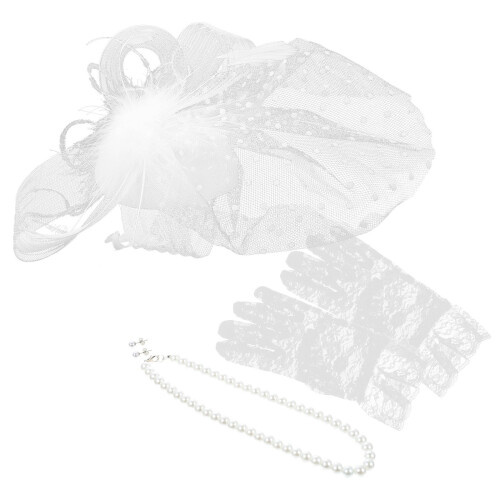 2 Sets Handschuh Haarclip Halskette Ohrstecker Accessoire Set