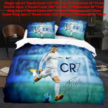 (Double(200x200cm)) 3d Star Football Bedding Set Quilt Duvet Cover Pillowcase Single Uk Double Gift