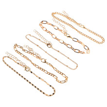 5 Sieraden Voetkettingen Enkelbandjes Vrouwen Goudkleurig