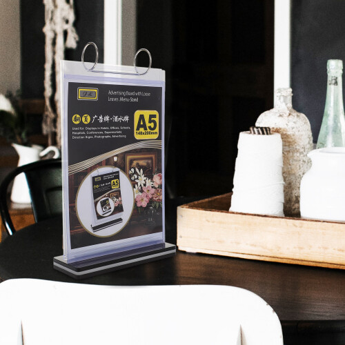 Transparent Flip Menu Display Stand Desk Organizer for Bars Cafes 2