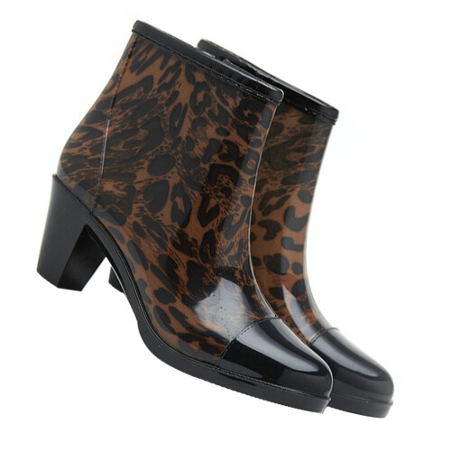 1Paire Bottes Imperméables Talon Mode PVC Antidérapantes