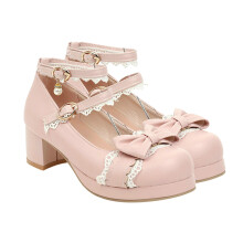 1 Paar Veterschoenen Met Rond Student Lolita Plat Mode