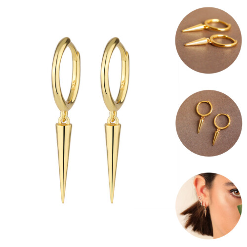 1Paar Sterling Silber Ohrschmuck Anhänger Golden 2