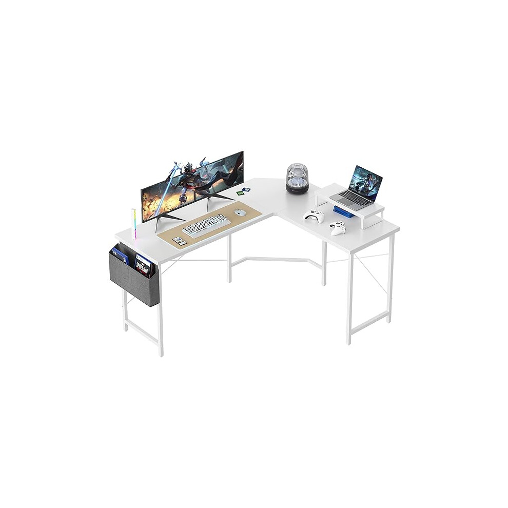 CubiCubi L Shaped Gaming Desk 150x120x75cm, Corner Desk with Monitor Stand and Side Storage Bag-image-OPC-PM5MQ52-NEW