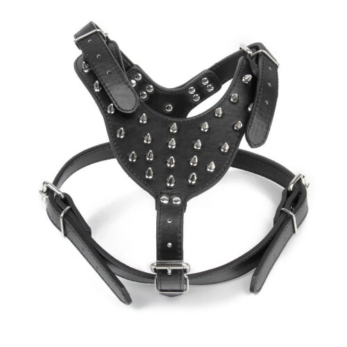 Spike Studded Pu Dog Harness For Pitbull Terrier (Black)