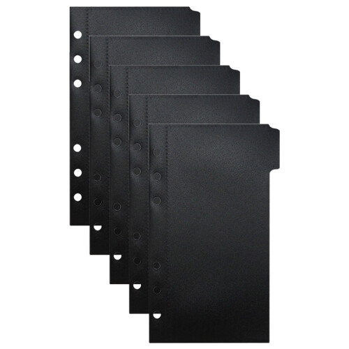 Document Wallet Binder Pouches Schwarz PP 5er Set