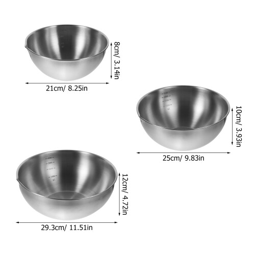 Große Rührschüssel Silber 3-teilig 7,9 Zoll 1
