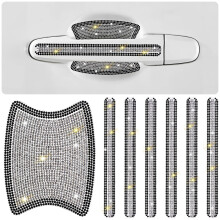 1Set Krasbeschermer Auto Deurhandvat Met Steentjes En Duurzaam PVC