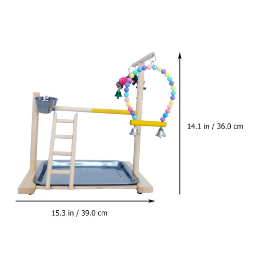 1 Set Papegaai Training Frame Speelgoed Stand Massief Hout 1