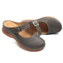 Vintage Keilabsatz Sandalen Dunkelgrau 42
