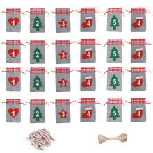 3 Sets Weihnachts-Geschenkbeutel Mit Kordelzug Für Adventskalender