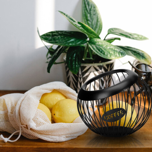 1Pc Iron Storage Basket Black Convenient Fruit Holder for Home Office 2