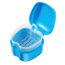 Blauer Zahnprothesenkoffer, Kompakt Mit Netz Für Wasserablauf