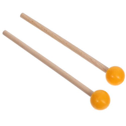 1Paire Maillets Bois Et Caoutchouc Orange Pour Percussion Ergonomiques