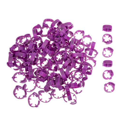 100Pcs Durable Poultry Leg Bands Plastic Numbered Foot Mark Rings