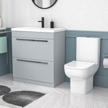Nes Home 800mm Matte Grey Drawers Basin Vanity Unit Square Close Coupled Toilet