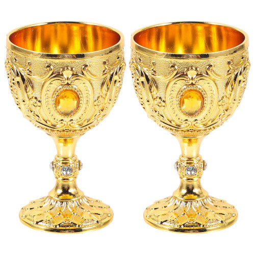 2 Sets Retro Relief Metall Weinkelch 2 2