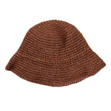 Brown Woven Bucket Hat Lightweight Breathable Sun Protection Hat