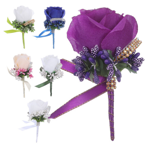 Assorted Color Bruiloft Decoratieve Boutonnière 6 Stuks 2