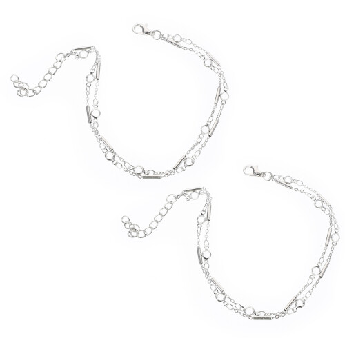 2 Verstelbare Zilveren Armbanden Legering Vrouwen