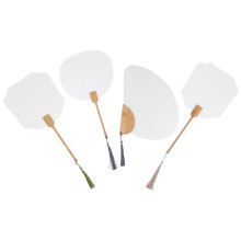 4Stk Diy Fächer Weiß, Faltbar, Bambus, Für Kinder