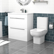 Nes Home 800mm White Drawers Basin Vanity Unit Square Close Coupled Toilet