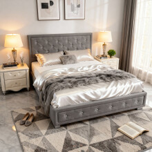 (5ft Kingsize, Grey) Colorado Bed Frame with Tanya Mattress
