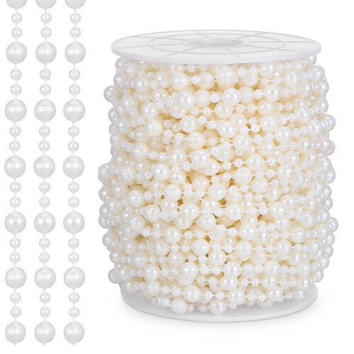 1Roll Pearl Beads String Beige Sturdy Pearl Garland for Wedding Use