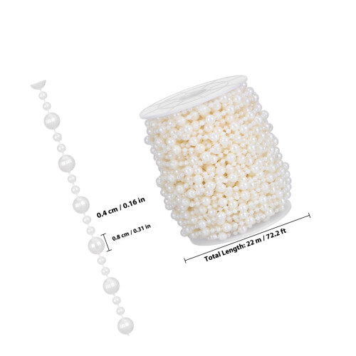 1Roll Pearl Beads String Beige Sturdy Pearl Garland for Wedding Use 1