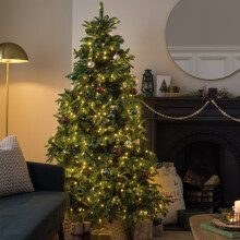 6ft Pre lit Natural Look European Fir Christmas Tree