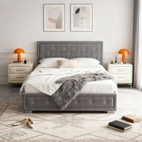 Comfy Living (5ft Kingsize, Grey) Colorado Bed Frame with Lucy Mattress 1