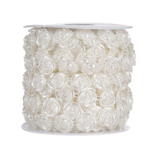 1Rouleau Applique Rose Blanche Perles Pour Couture Mariage