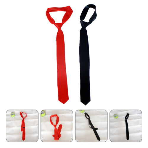 2Stk Rot Einfarbig Formelle Fliege Business Schul 1