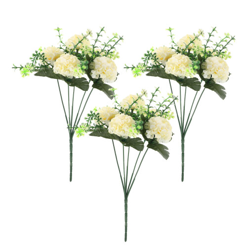3Pcs Flores Falsas Hidrângea Brancas Para Decoração Interna
