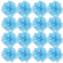 30Stk Perlmutt Chiffon Blume PP Hand Nähen Blau