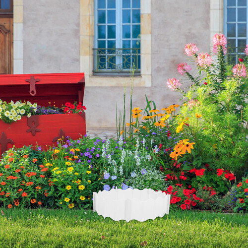 Gartenzaun Gartengrenze Beetbegrenzung Außenbereich Weiß 2