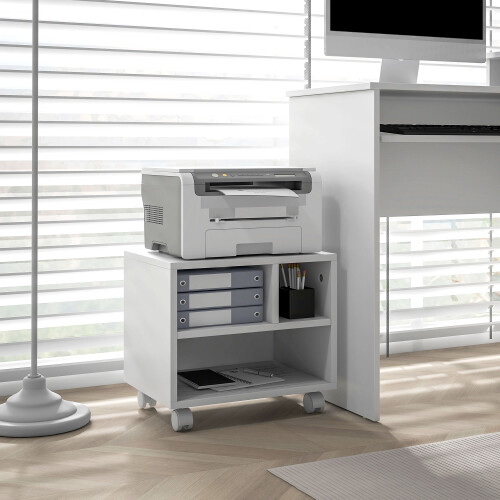 Homcom HOMCOM Printer Stand with Storage Printer Cart on Wheels for Home Office White
