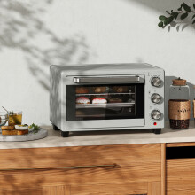 HOMCOM Mini Oven 21L Electric Grill w/ Adjustable Temp 1400W, Silver Tone