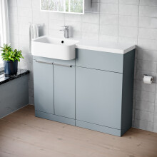 Nes Home 1000mm Left Hand Matte Grey Basin Vanity and WC Unit Chrome Handles