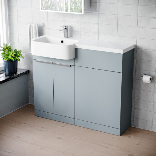 NES Home Nes Home 1000mm Left Hand Matte Grey Basin Vanity and WC Unit Chrome Handles