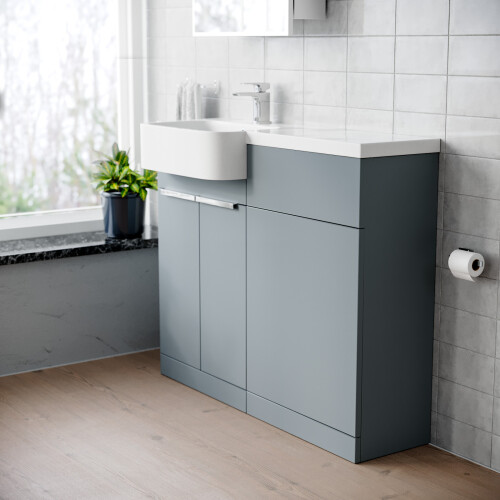 NES Home Nes Home 1000mm Left Hand Matte Grey Basin Vanity and WC Unit Chrome Handles 2