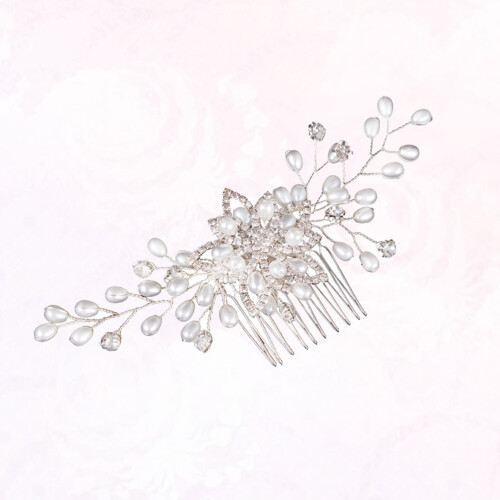 Perlenkamm Brautjungfer Haarschmuck 2