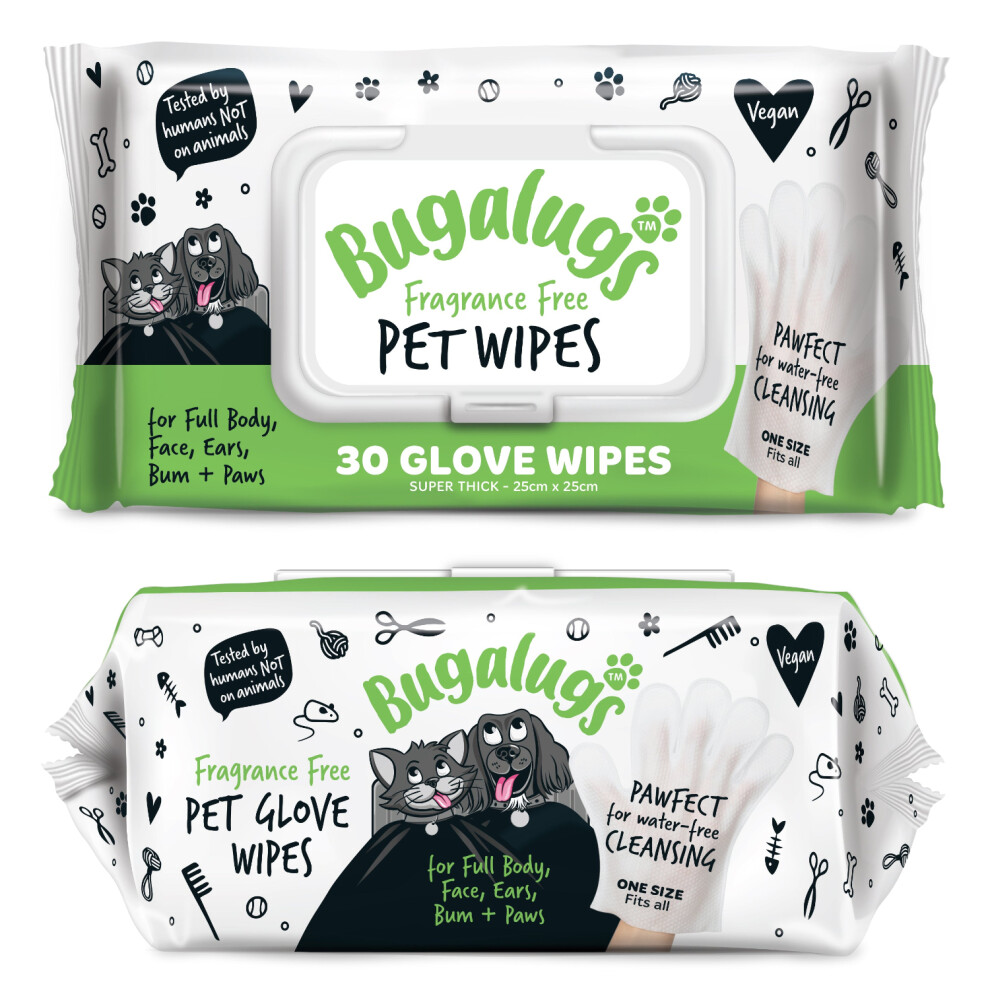 Bugalugs Dog Cat Glove Pet Wipes Full Body Bum Paw