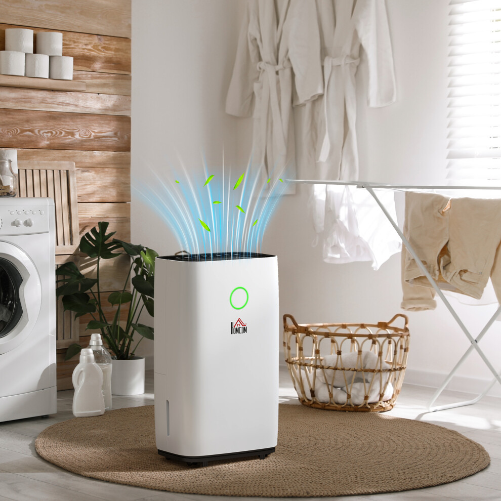 Homcom 16L/Day Portable Quiet Dehumidifier For Home, Electric Air De-Humidifier